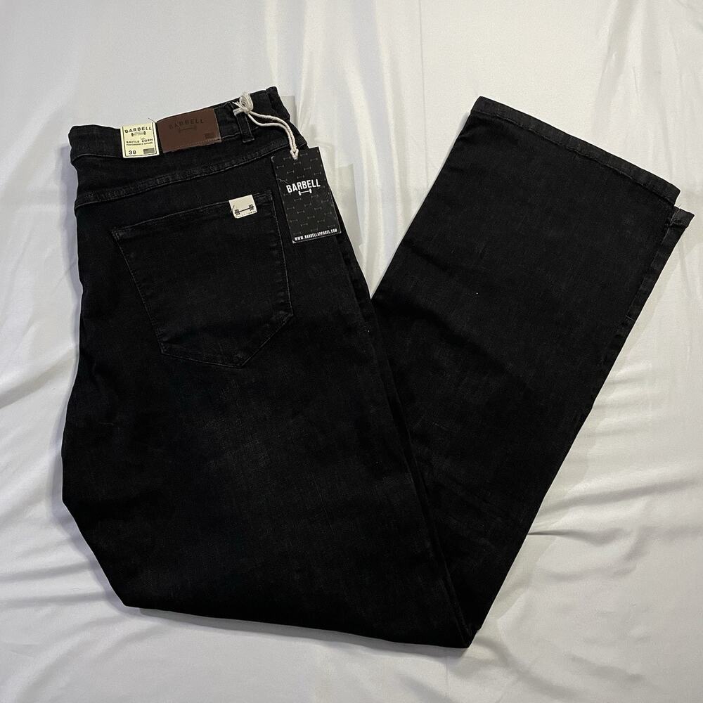 NWT Barbell Apparel Relaxed Athletic Fit Jeans Mens 38x34 Jet Black